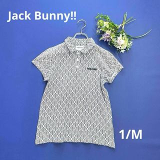 ジャックバニー(JACK BUNNY!!)のジャックバニー 1/M 半袖ポロシャツ 総柄 リーフ柄  レディース(ウエア)