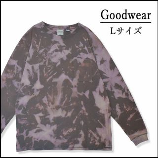 グッドウェアー(GOOD WEAR)のメンズ　ブリーチ長袖TシャツL 古着屋　ロンT　カットソー　ブランド　ブラウン(Tシャツ/カットソー(七分/長袖))