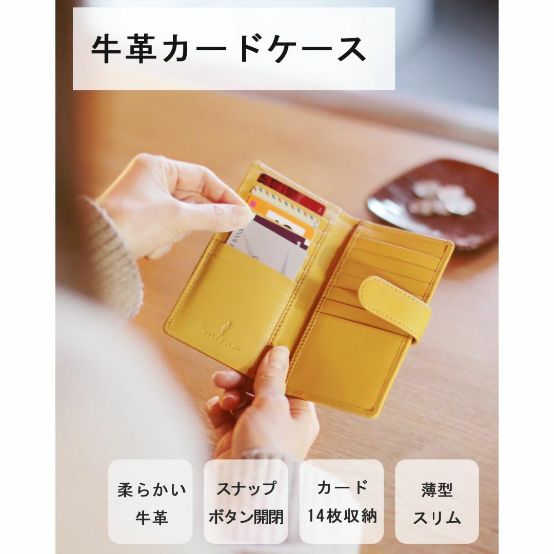 【色: マスタード】[mieno] カードケース レディース メンズ 大容量 本 メンズのバッグ(その他)の商品写真