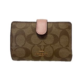 コーチ(COACH)のcoach コーチ　春財布　レディース　折りたたみ財布　パステルピンク　ピンク(折り財布)