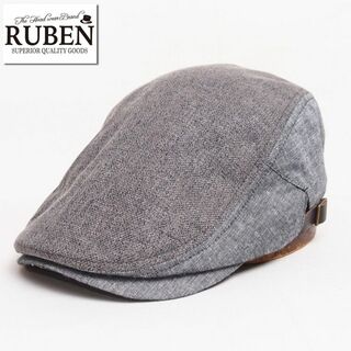 ルーベン(Ruben)の新品 RUBEN ルーベン リネン 杢ハンチング フリーサイズ ブラック(ハンチング/ベレー帽)