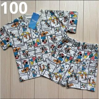 ディズニー(Disney)の【ディズニー】ミッキー ミニー ドナルド セットアップ Tシャツ☆ズボン 100(Tシャツ/カットソー)