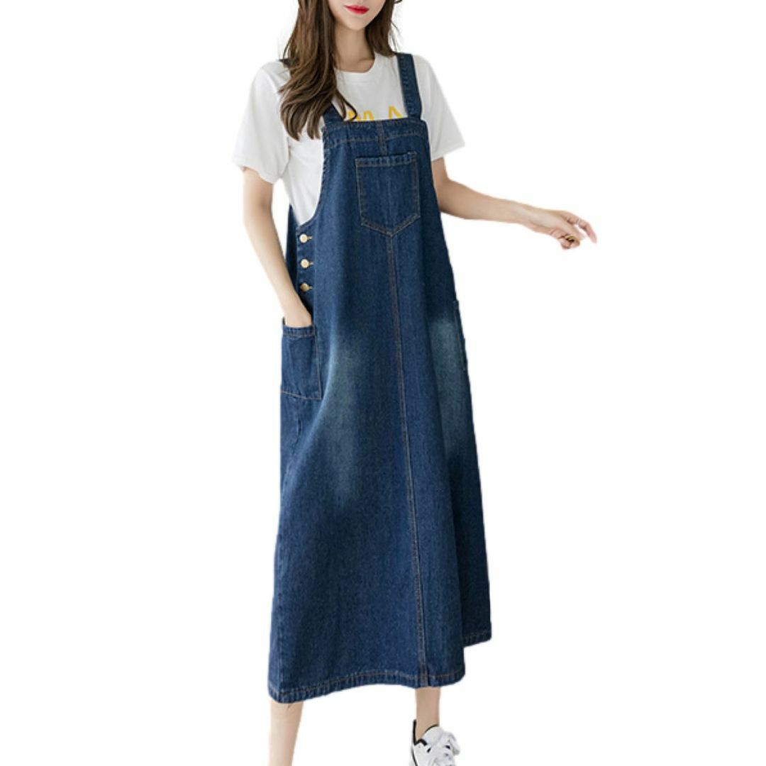[ビーエヌワン セレクト] デニム サロペット スカート スリット ポケット 付 レディースのファッション小物(その他)の商品写真