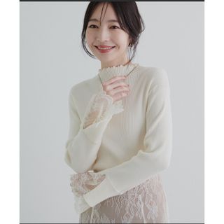 ナチュラルクチュール(natural couture)のnatural couture袖口レースリブタートル(ニット/セーター)