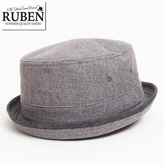 ルーベン(Ruben)の新品 RUBEN ルーベン リネン 杢ポークパイハット フリーサイズ ブラック(ハット)
