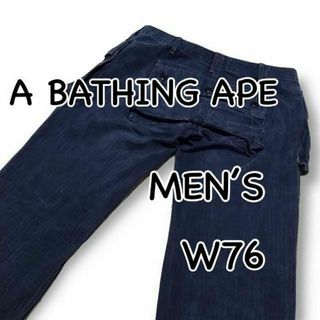 アベイシングエイプ(A BATHING APE)のA BATHING APE アベイシングエイプ スター刺繍 猿顔 ウエスト76(ワークパンツ/カーゴパンツ)