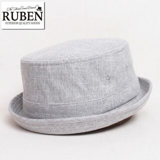 ルーベン(Ruben)の新品 RUBEN ルーベン リネン 杢ポークパイハット フリーサイズ グレー(ハット)