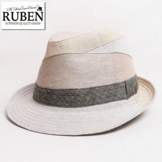 ルーベン(Ruben)の新品 RUBEN ルーベン リネンパッチワーク中折ハット フリーサイズ ベージュ(ハット)