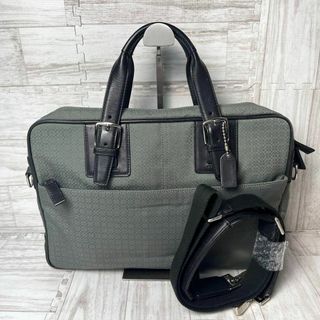 コーチ(COACH)の美品 COACH コーチ 2way ブリーフケース ビジネスバッグ レザー 緑(ビジネスバッグ)