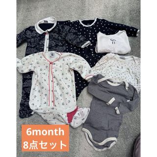 プチバトー(PETIT BATEAU)のプチバトー　6month 6ヶ月　8点セット　ハート　マリニエール　ロンパース(カバーオール)