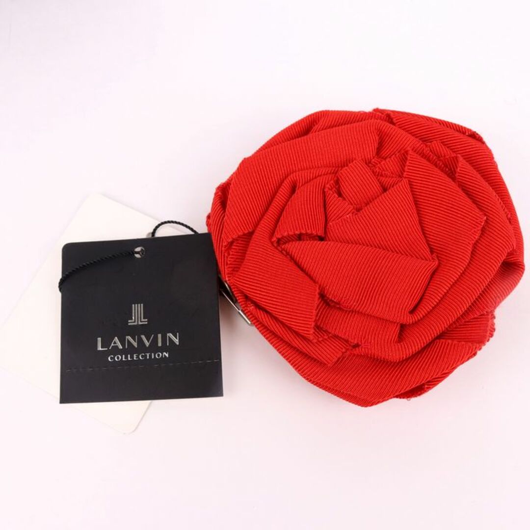LANVIN(ランバン)のランバン ブローチ 未使用 フラワーモチーフ ハンドメイド ブランド 雑貨 レディース レッド LANVIN レディースのアクセサリー(ブローチ/コサージュ)の商品写真