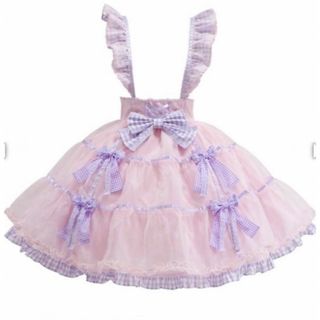 アンジェリックプリティー(Angelic Pretty)のAngelic Pretty puff ギンガム　スカート　ピンク(ひざ丈スカート)