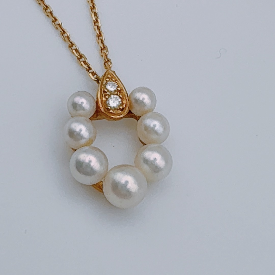 MIKIMOTO(ミキモト)のミキモト  メレダイヤ付きパールネックレスk18 レディースのアクセサリー(ネックレス)の商品写真