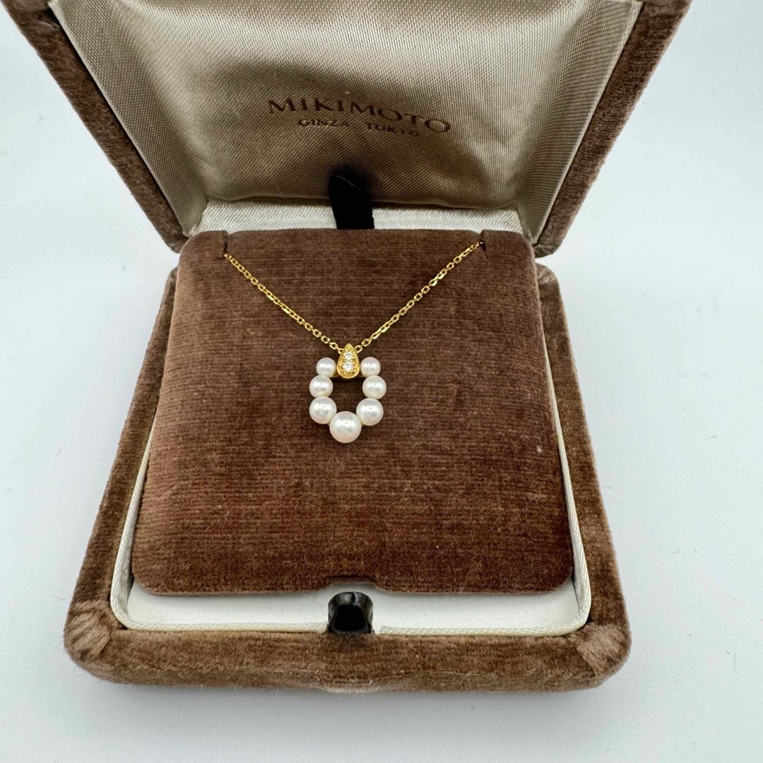 MIKIMOTO(ミキモト)のミキモト  メレダイヤ付きパールネックレスk18 レディースのアクセサリー(ネックレス)の商品写真