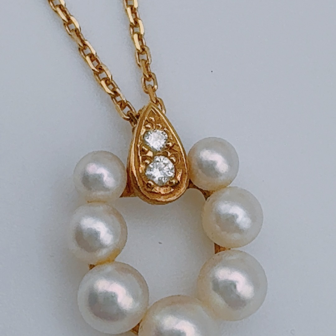 MIKIMOTO(ミキモト)のミキモト  メレダイヤ付きパールネックレスk18 レディースのアクセサリー(ネックレス)の商品写真