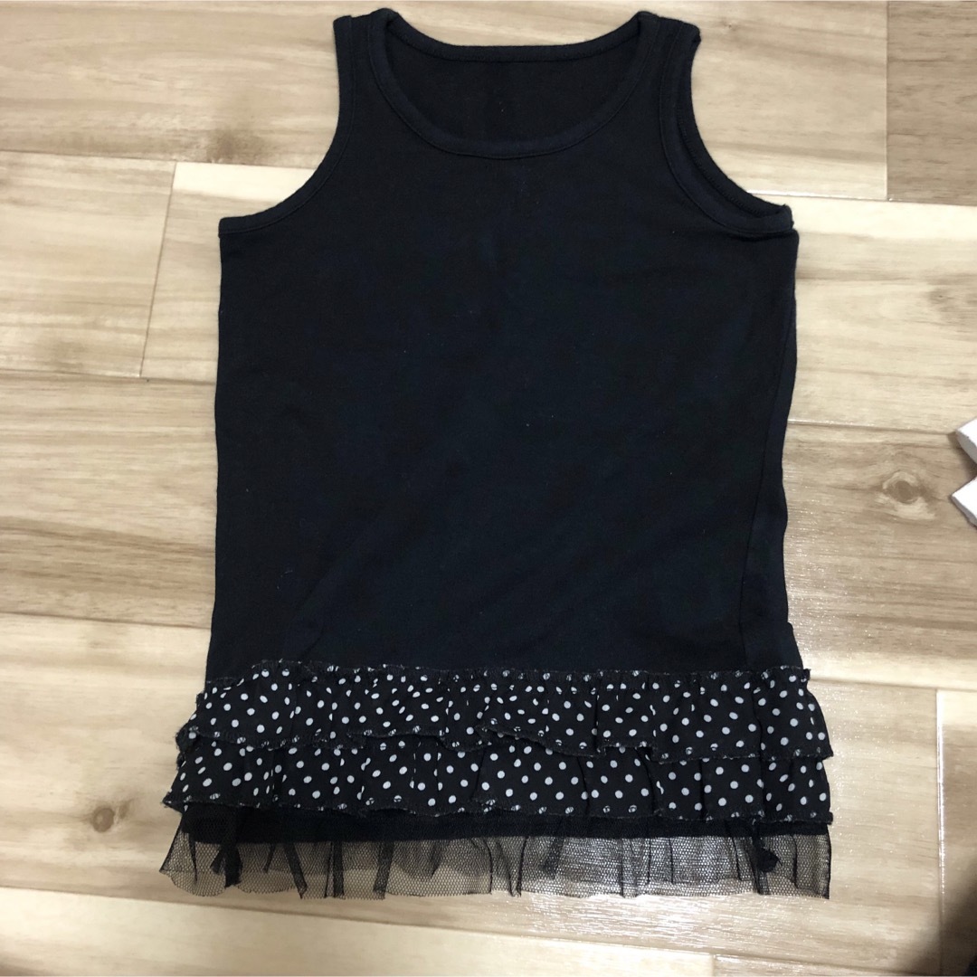 裾チュールドット柄 タンクトップ 90サイズ キッズ/ベビー/マタニティのキッズ服女の子用(90cm~)(Tシャツ/カットソー)の商品写真