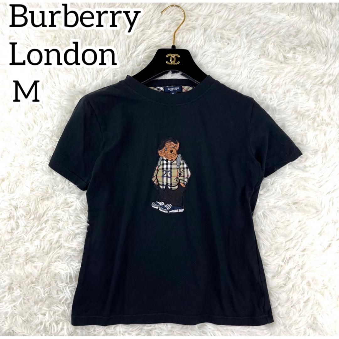 BURBERRY(バーバリー)の希少✨バーバリーロンドン　ノバチェック　クマ　半袖　ブラック　M Tシャツ　人気 レディースのトップス(Tシャツ(半袖/袖なし))の商品写真