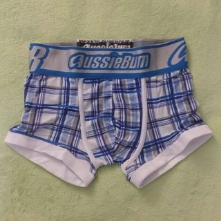 オージーバム(aussieBum)のaussieBum ボクサー Ｓサイズ ブルーチェック(ボクサーパンツ)