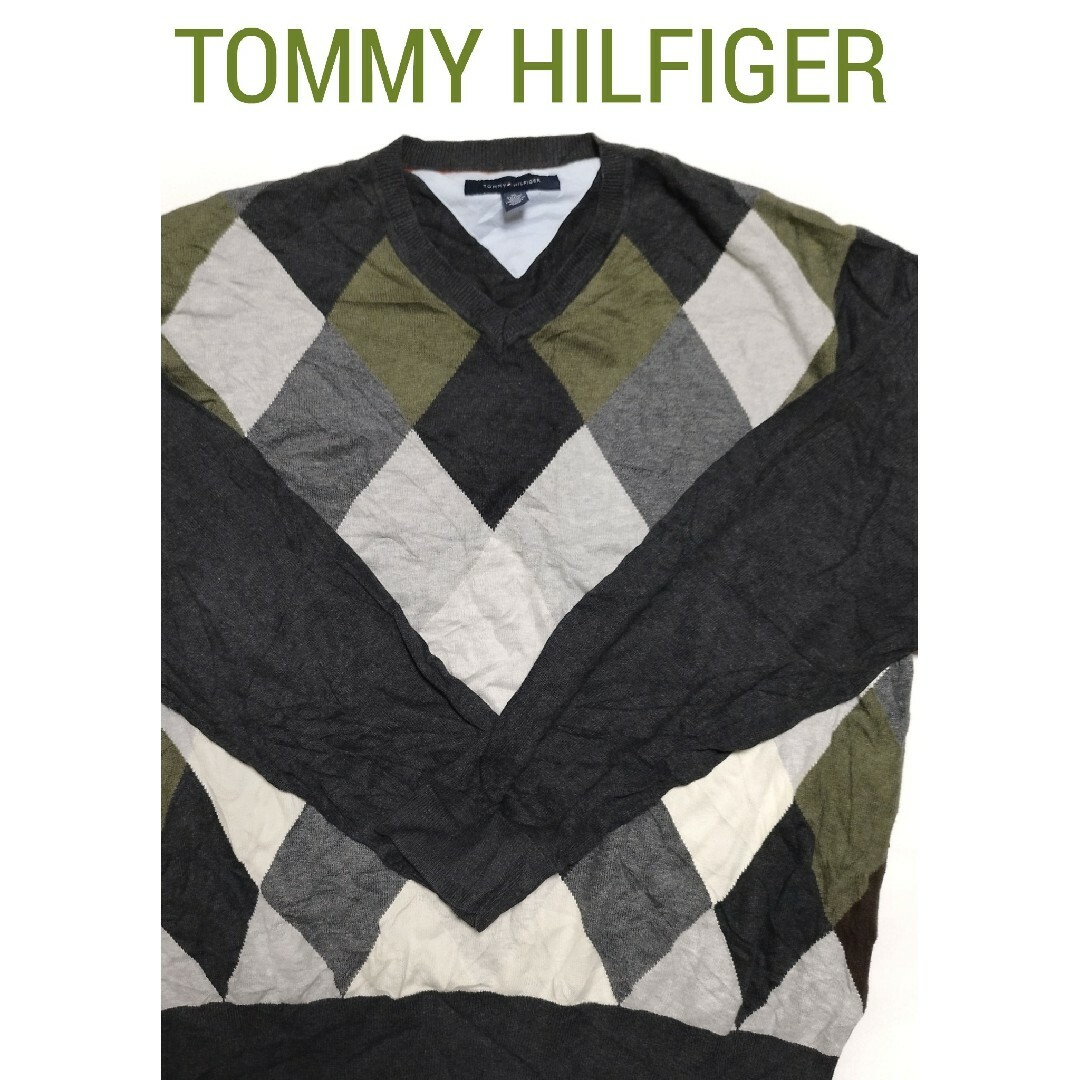 TOMMY HILFIGER(トミーヒルフィガー)の【美品】TOMMY HILFIGER(トミーヒルフィガー)メンズニット XL メンズのトップス(ニット/セーター)の商品写真