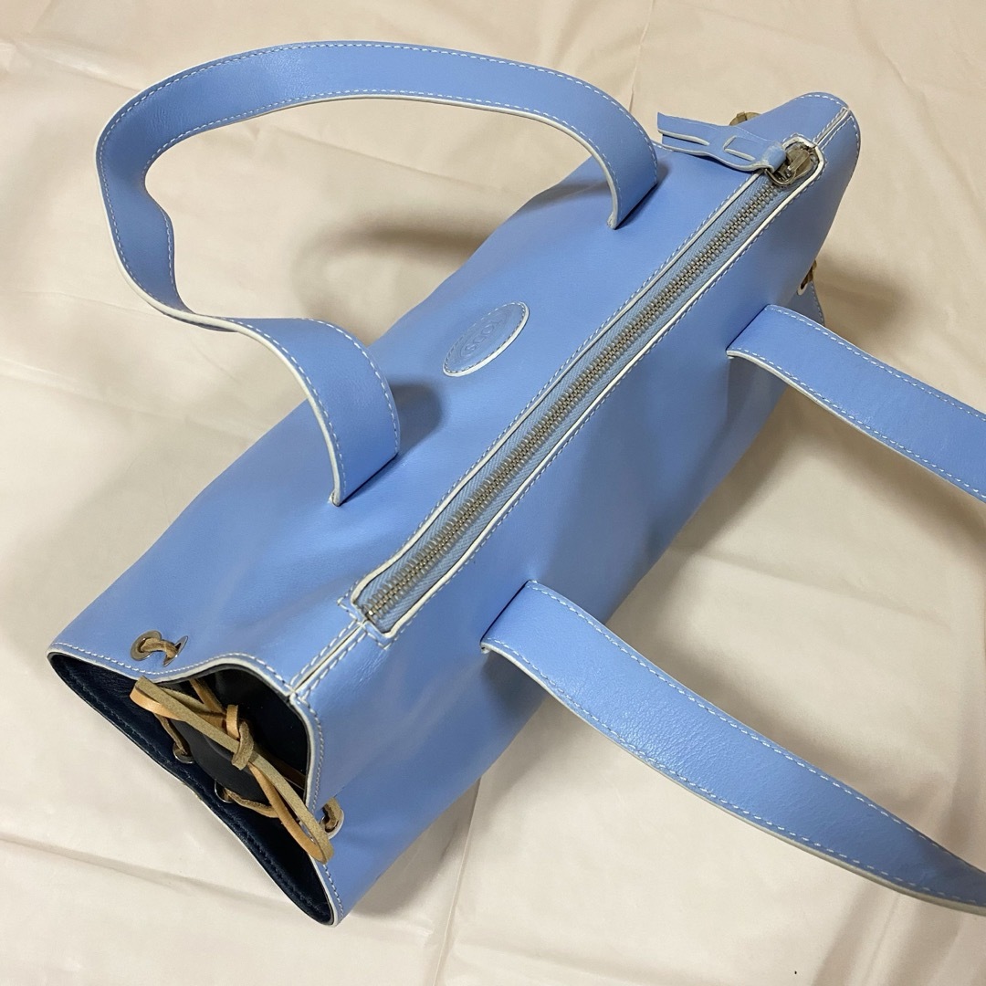 TOD'S(トッズ)の美品✨トッズ・ハンドバッグ トートバッグ 手提げ 肩掛け レザー ブルー系 レディースのバッグ(ハンドバッグ)の商品写真