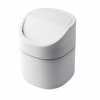 DIZLAS ゴミ箱 蓋付き 卓上 回転式 ミニサイズ 小さい ホワイト(ごみ箱)