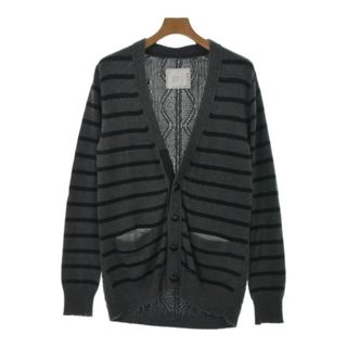 サカイ(sacai)のsacai サカイ カーディガン 1(S位) グレーx黒(ボーダー) 【古着】【中古】(カーディガン)