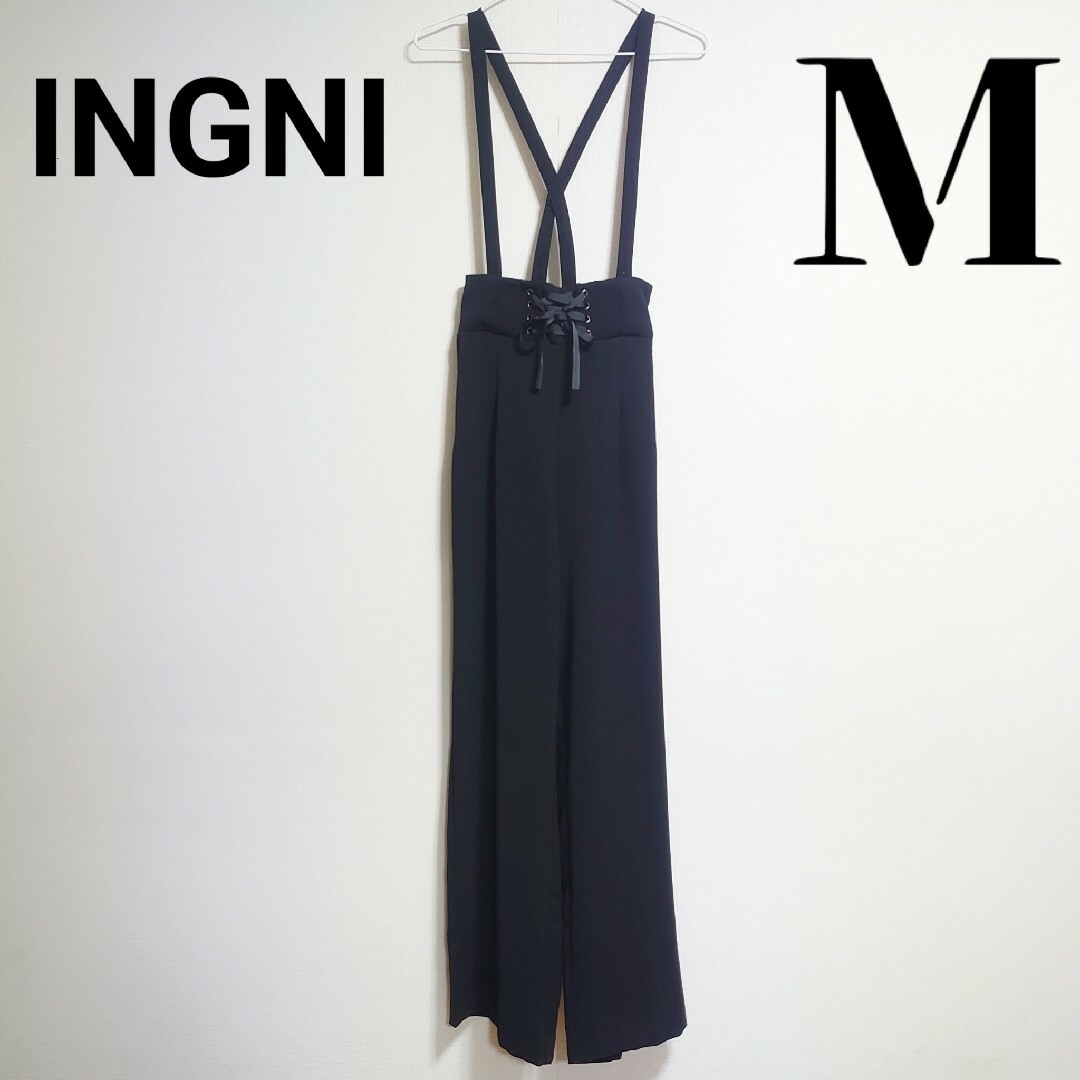 INGNI(イング)のINGNI　レースUPサス付ワイドパンツ レディースのパンツ(サロペット/オーバーオール)の商品写真