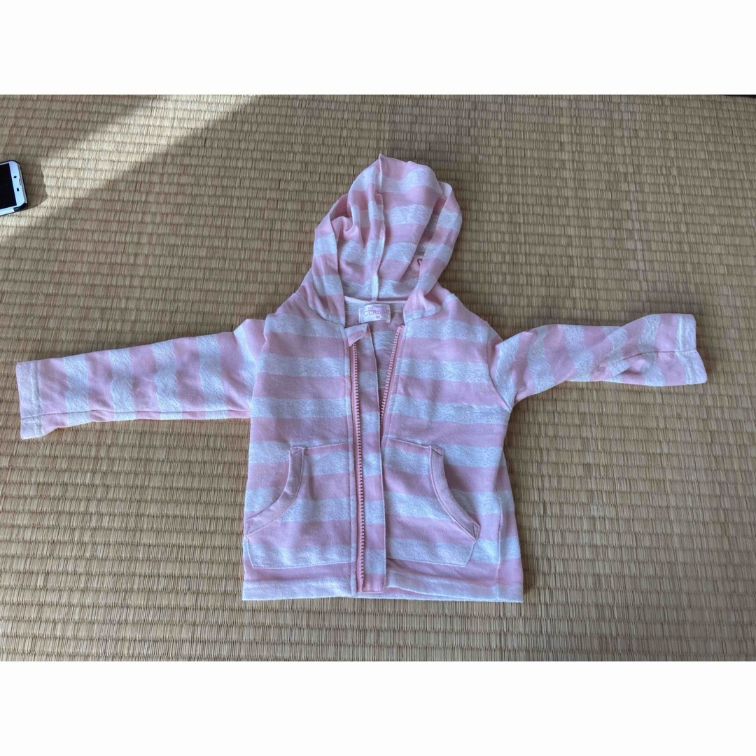 パーカー 女の子 ピンク ボーダー 95 春夏 キッズ/ベビー/マタニティのキッズ服女の子用(90cm~)(ジャケット/上着)の商品写真