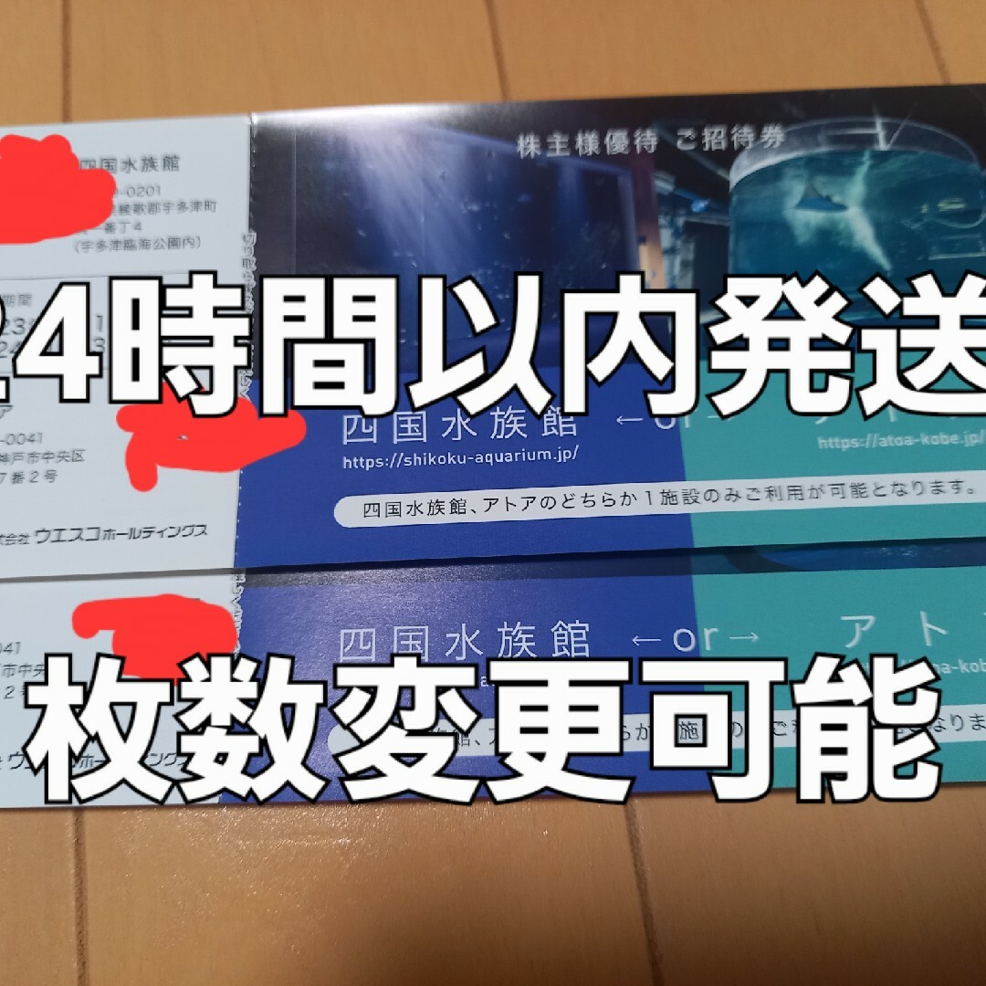 ウエスコ　四国水族館　アトア　株主優待 チケットの施設利用券(水族館)の商品写真