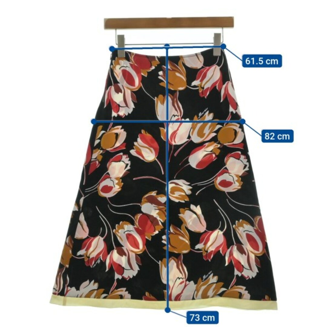 MARNI マルニ ひざ丈スカート 38(S位) 黒x緑x白(総柄) 【古着】【