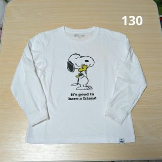 ユニクロ(UNIQLO)のUNIQLO KIDS “PEANUTS”スヌーピ 長袖Tシャツ 130cm 白(Tシャツ/カットソー)