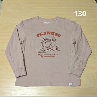 ユニクロ(UNIQLO)のUNIQLO KIDS “PEANUTS”スヌーピー長袖T 130cm ピンク(Tシャツ/カットソー)