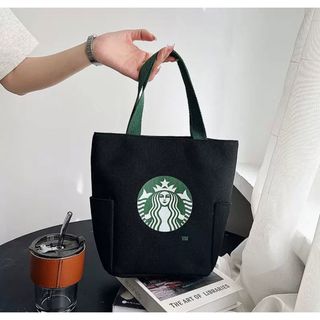 スタババッグ スターバックス トートバッグ 弁当バッグ 黒色 可愛い(トートバッグ)