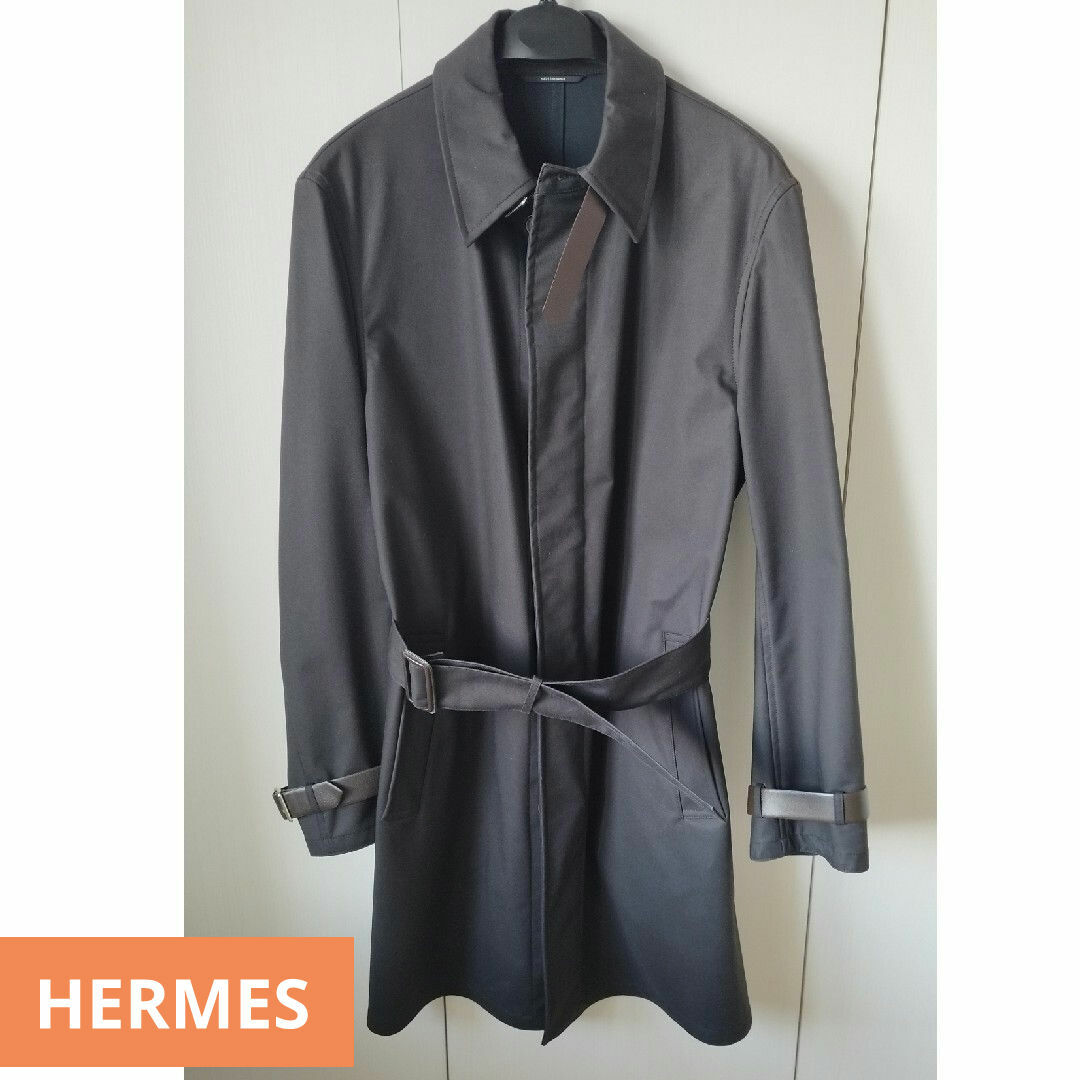 Hermes(エルメス)の美品『エルメス』HERMES 本革  ゴム引き調 ステンカラー ロング コート メンズのジャケット/アウター(ステンカラーコート)の商品写真