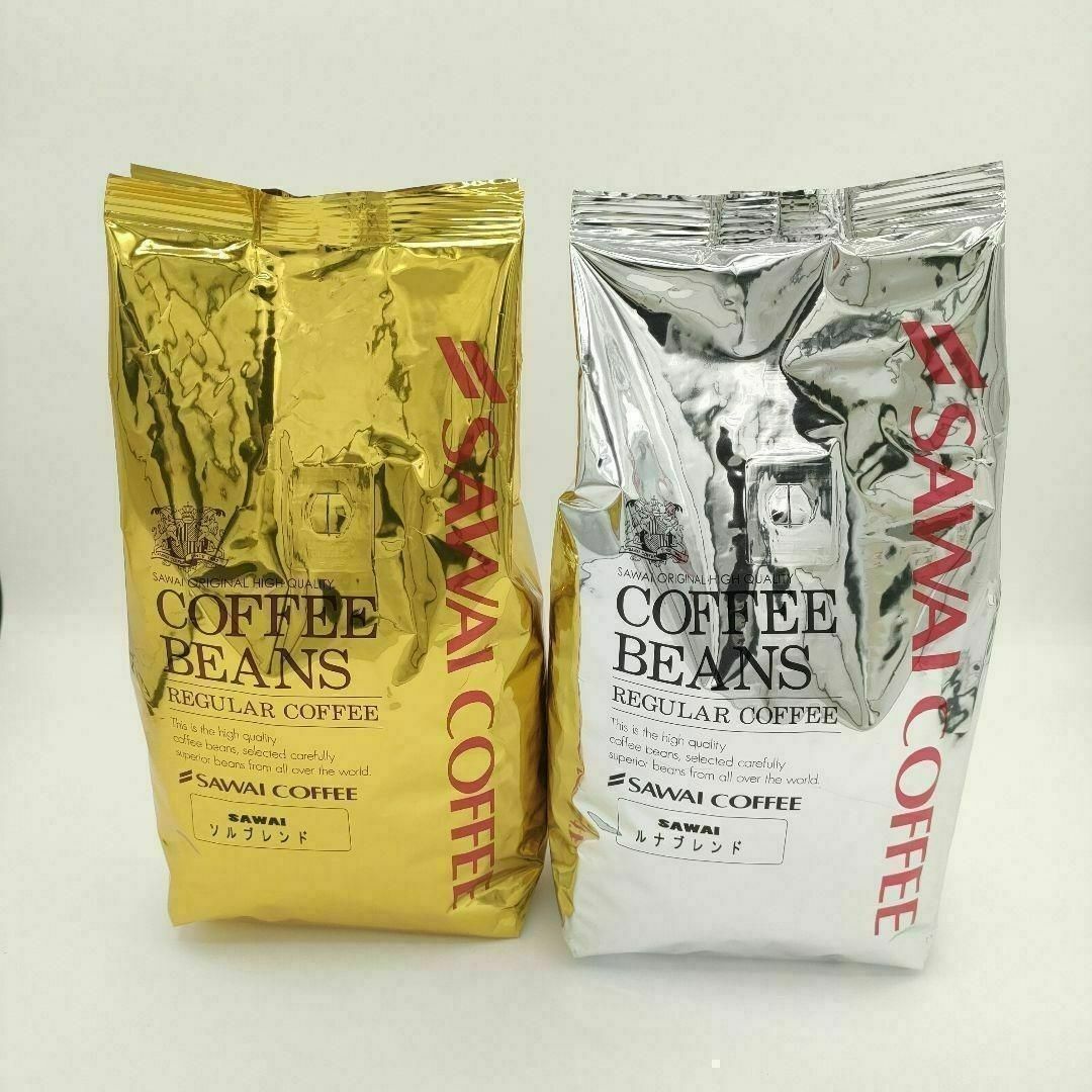 SAWAI COFFEE(サワイコーヒー)の澤井珈琲　コーヒー豆　珈琲豆　ルナブレンド　ソルブレンド　金　銀　400g×2袋 食品/飲料/酒の飲料(コーヒー)の商品写真