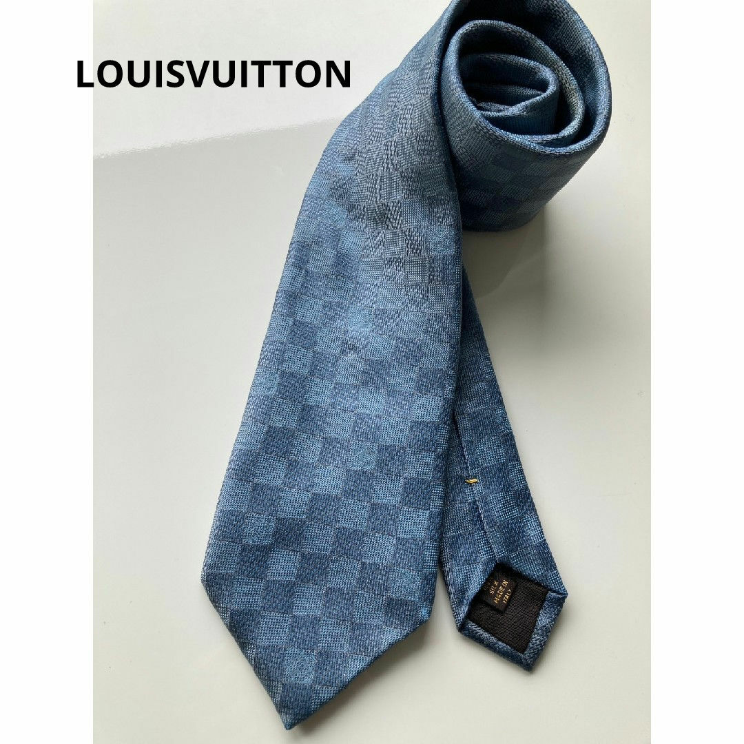 LOUIS VUITTON(ルイヴィトン)の良品 LOUIS VUITTON ネクタイ ダミエ ネイビー メンズ ビジネス メンズのファッション小物(ネクタイ)の商品写真