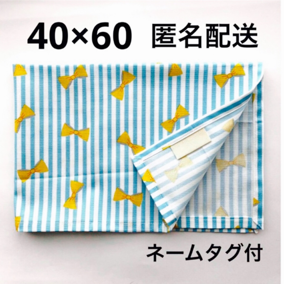 ランチョンマット 40×60 給食 ナフキン 小学校 小学生 女の子 水色 黄色 ハンドメイドのキッズ/ベビー(外出用品)の商品写真