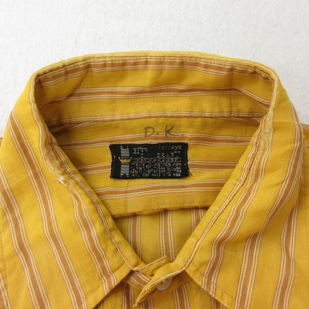 XL★古着 半袖 シャツ メンズ 70年代 70s 黄他 イエロー ストライプ 24apr08 中古 トップス メンズのトップス(シャツ)の商品写真