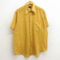 XL★古着 半袖 シャツ メンズ 70年代 70s 黄他 イエロー ストライプ…