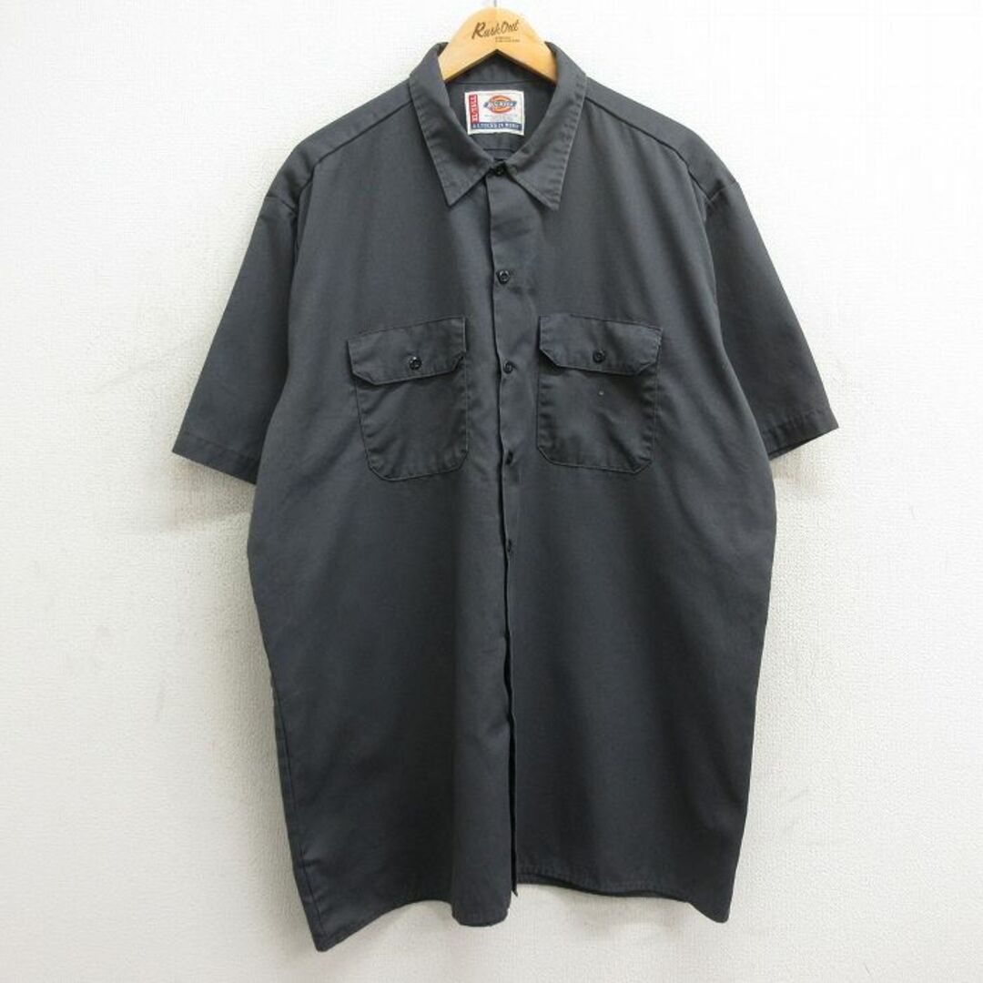 Dickies(ディッキーズ)のXL★古着 ディッキーズ Dickies 半袖 ワーク シャツ メンズ 大きいサイズ 濃グレー 24apr08 中古 トップス メンズのトップス(シャツ)の商品写真