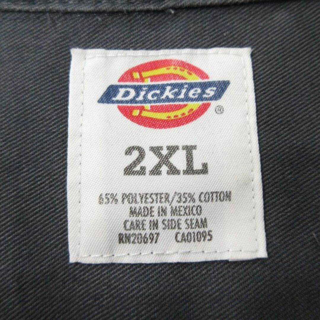 Dickies(ディッキーズ)のXL★古着 ディッキーズ Dickies 半袖 ワーク シャツ メンズ 大きいサイズ ロング丈 濃グレー 24apr08 中古 トップス メンズのトップス(シャツ)の商品写真