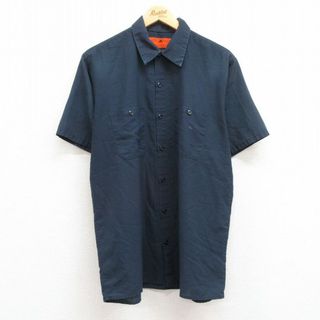 レッドキャップ(RED KAP)のL★古着 レッドキャップ 半袖 ワーク シャツ メンズ 90年代 90s USA製 紺 ネイビー 24apr08 中古 トップス(シャツ)