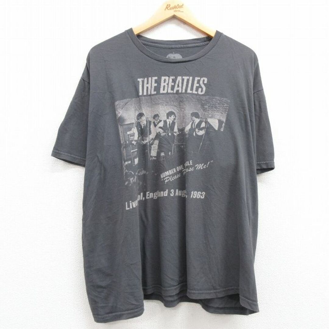 XL★古着 半袖 ロック バンド Tシャツ メンズ ビートルズ The Beatles 大きいサイズ コットン クルーネック グレー 24apr08 中古 メンズのトップス(Tシャツ/カットソー(半袖/袖なし))の商品写真