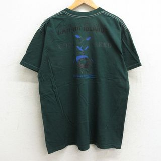 XL★古着 半袖 ビンテージ Tシャツ メンズ 90年代 90s ダイビング ケイマン諸島 コットン クルーネック USA製 緑 グリーン 24apr08 中古(Tシャツ/カットソー(半袖/袖なし))