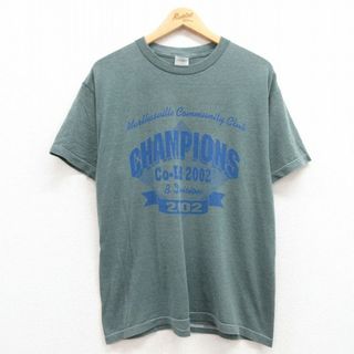 チャンピオン(Champion)のL★古着 フルーツオブザルーム 半袖 ビンテージ Tシャツ メンズ 00年代 00s チャンピオンズ クルーネック 緑 グリーン 24apr08 中古(Tシャツ/カットソー(半袖/袖なし))