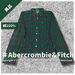 アバクロンビーアンドフィッチ(Abercrombie&Fitch)の【美品】アバクロンビー&フィッチ チェックシャツ S グリーン 刺繍 ✓3765(その他)