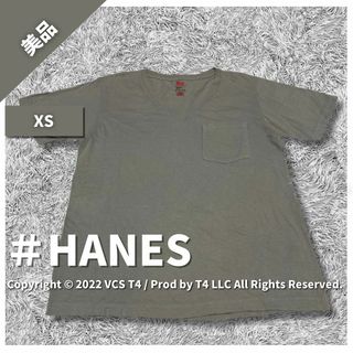 Hanes - 【美品】ヘインズ半袖Tシャツ XS グレー シンプル 無地 春夏 ✓3762