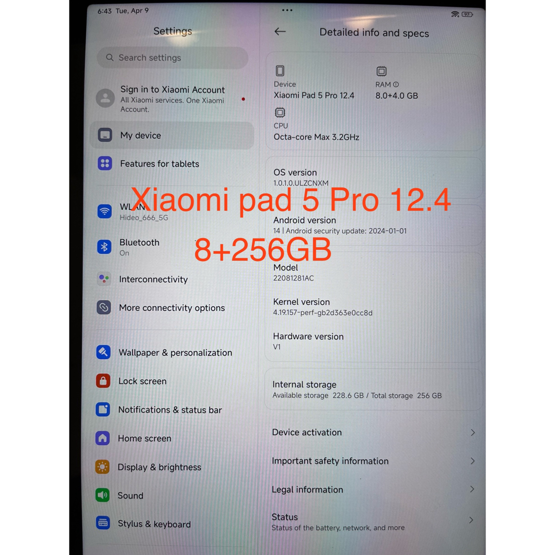 Xiaomi(シャオミ)のシャオミ Xiaomi pad 5 Pro 12.4 8+256GB ほぼ未使用 スマホ/家電/カメラのPC/タブレット(タブレット)の商品写真