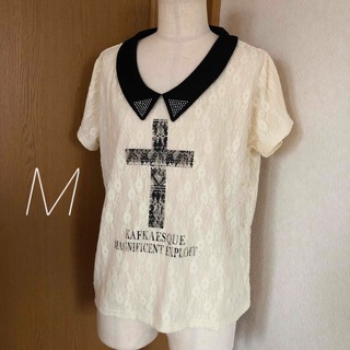 【美品】レース　Tシャツ　カットソー(Tシャツ(半袖/袖なし))