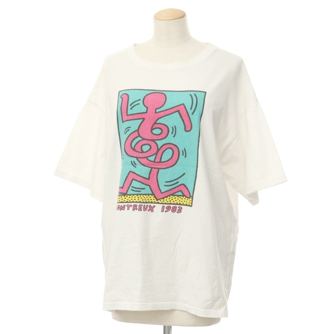 FREAK'S STORE(フリークスストア)の【中古】フリークスストア FREAK'S STORE Keith Haring プリント 半袖Ｔシャツ ホワイト【サイズF】【レディース】 レディースのトップス(Tシャツ(半袖/袖なし))の商品写真